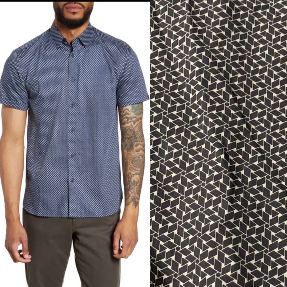 COPY - Ted Baker Short Sleeve Button Down Geo Pattern